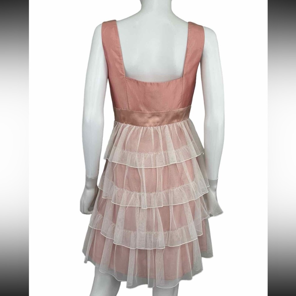 Betsey Johnson Pink Satin Ruffle Cocktail Dress - Picture 3 of 11